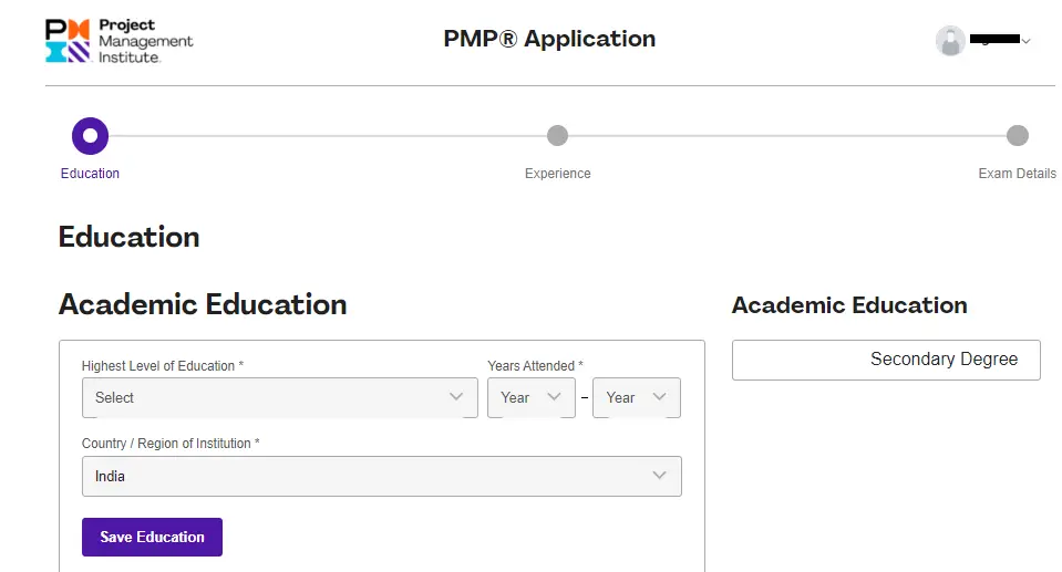 PMP application process step 4