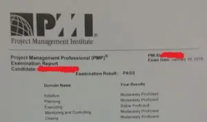 pmp certificering passerer score