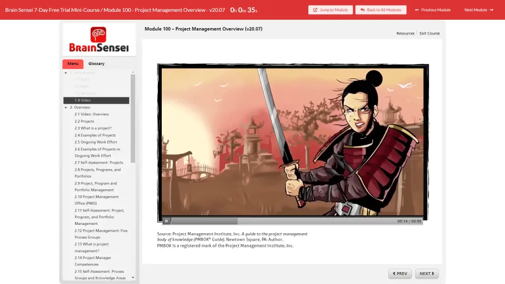 Brain Sensei PMP Online Training Course Demo
